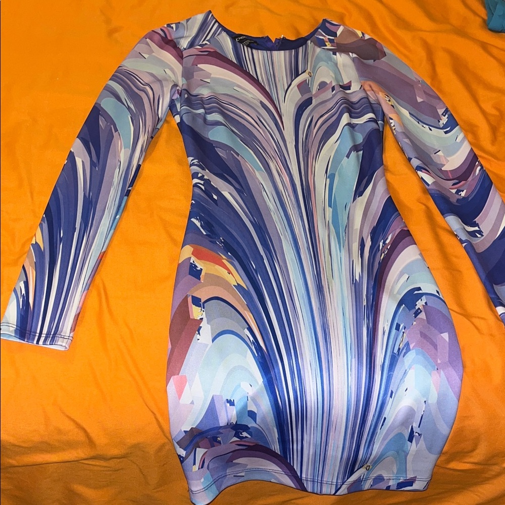 bebe Multicolor Long Sleeve Dress